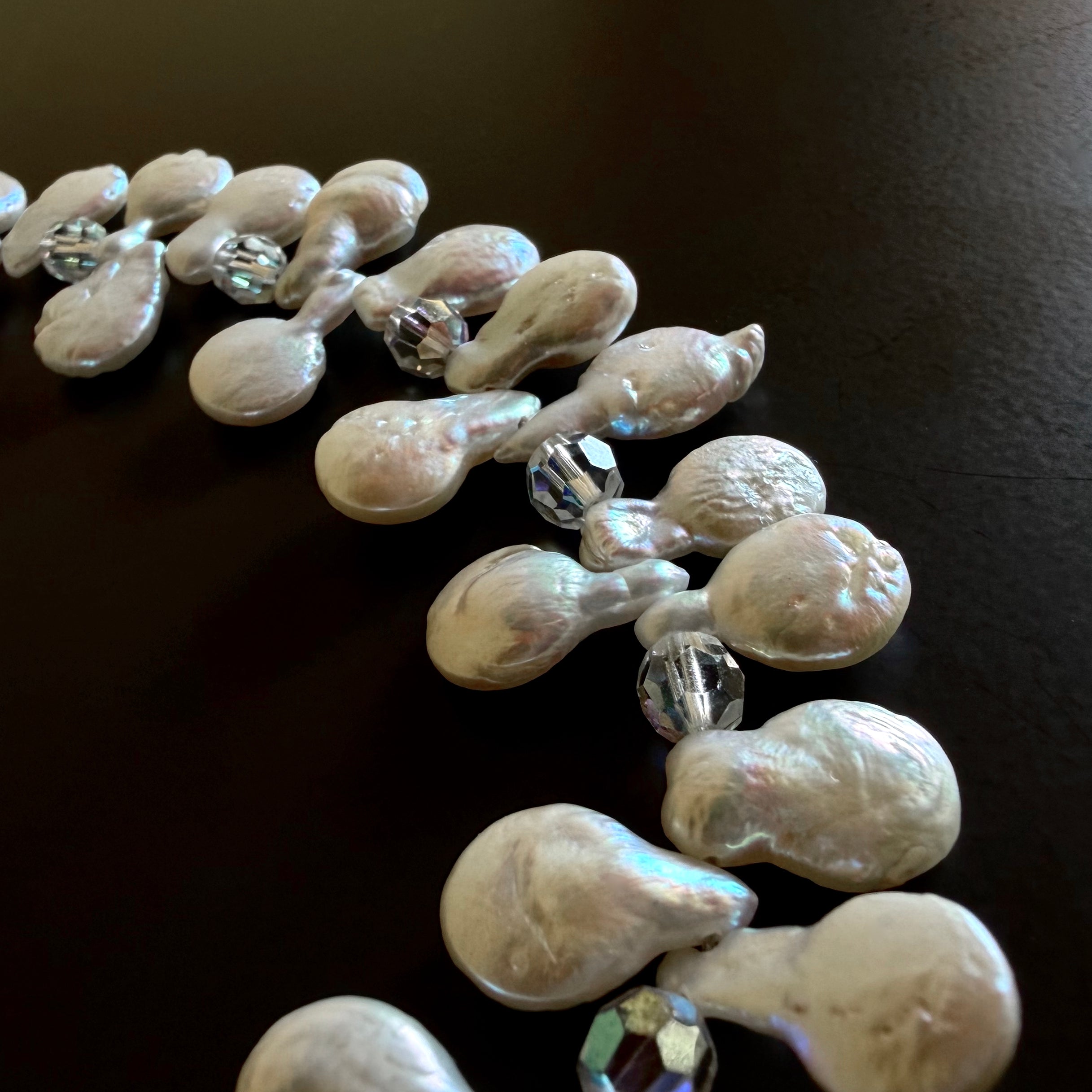 Necklace of Cultured Pearls and Vintage Crystals