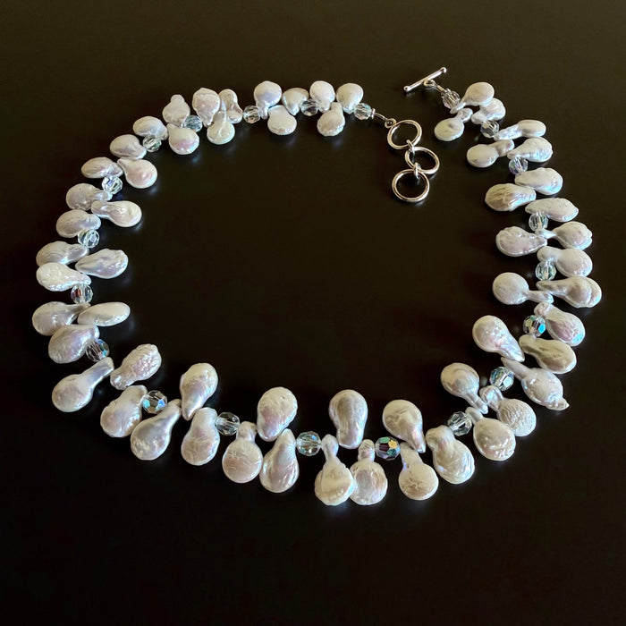 Necklace of Cultured Pearls and Vintage Crystals