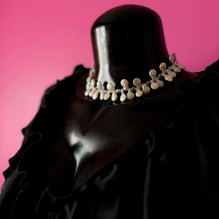 Necklace of Cultured Pearls and Vintage Crystals
