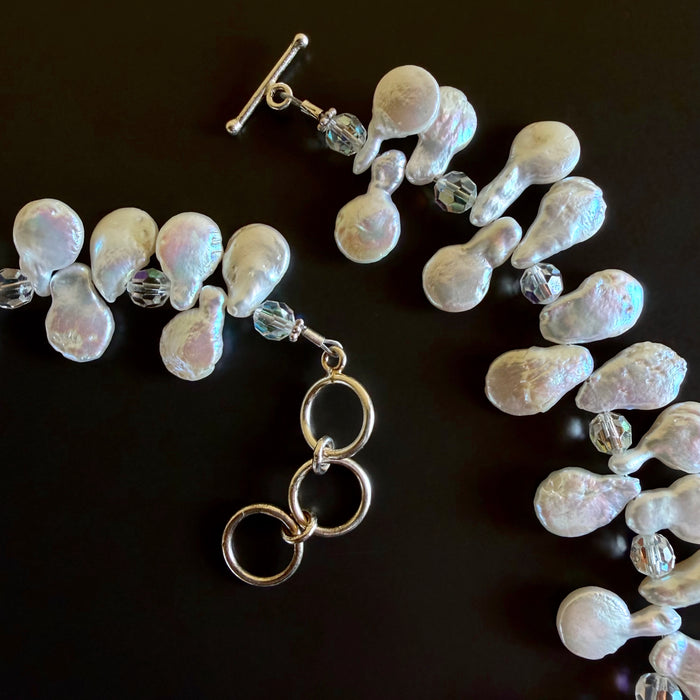 Necklace of Cultured Pearls and Vintage Crystals