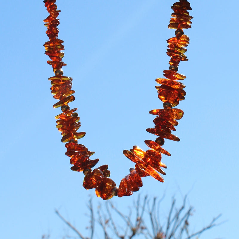Baltic Whiskey Amber Hill Tribe Pure Silver Beaded Necklace