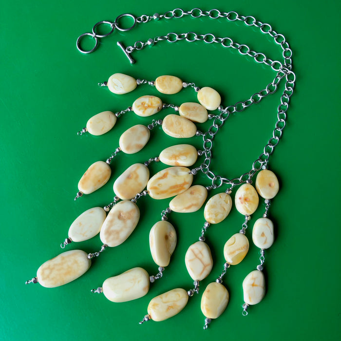 Butterscotch Baltic Amber Opaque Yellow Beaded Necklace