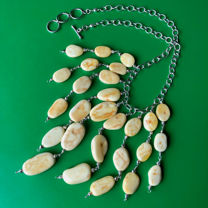 Butterscotch Baltic Amber Opaque Yellow Beaded Necklace