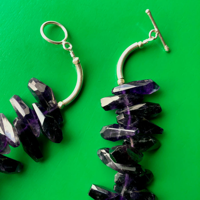 Amethyst Spears Hill Tribe Pure Silver Necklace Earring Set