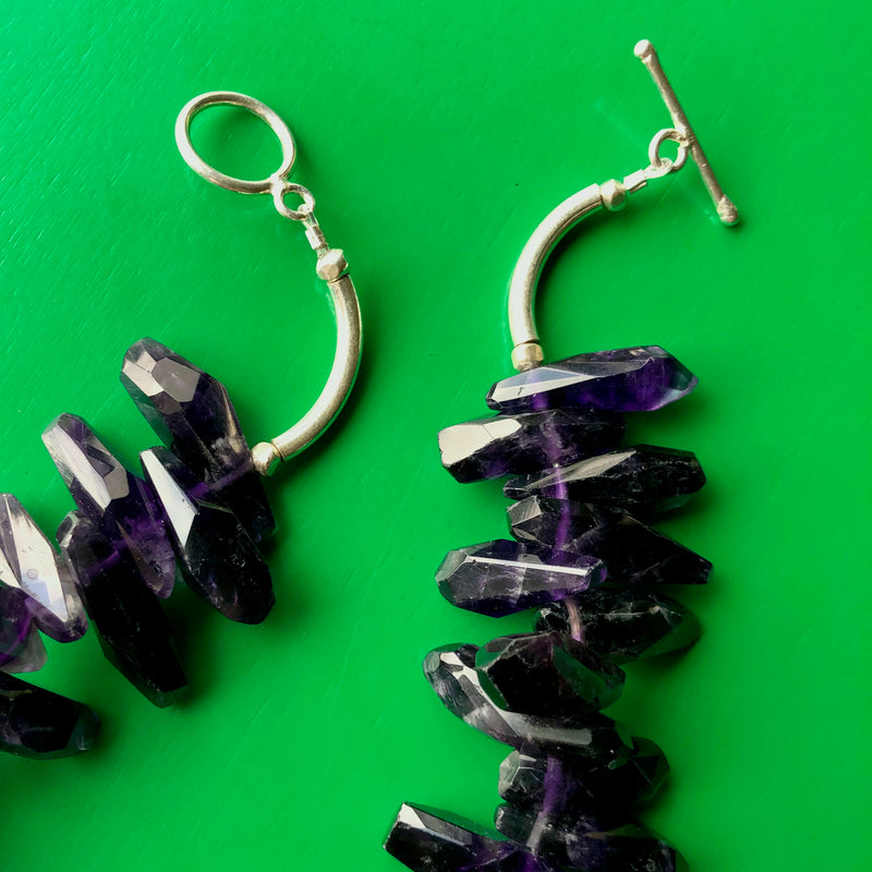 Amethyst Spears Hill Tribe Pure Silver Necklace Earring Set