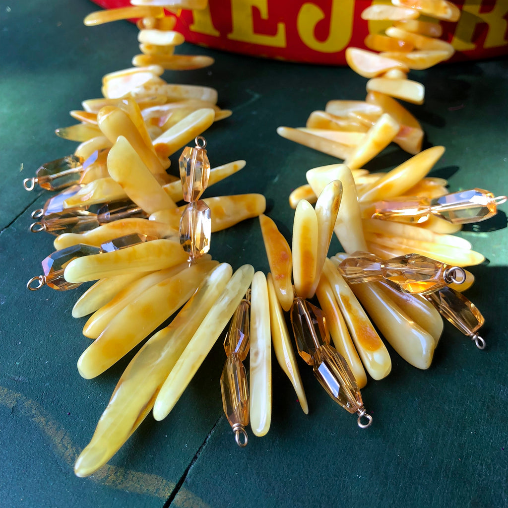 Butterscotch Baltic Amber Spears and Faceted Citrine Necklace